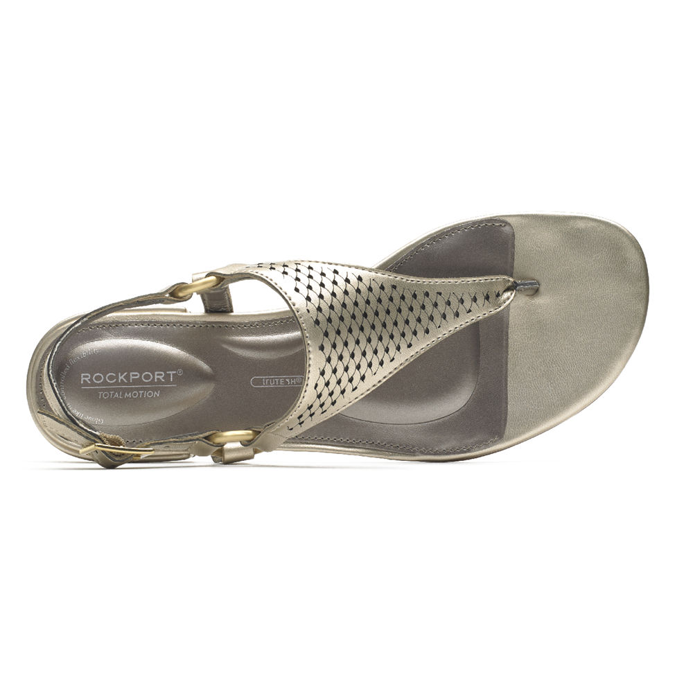 Rockport Singapore Womens Sandals - Total Motion Zosia Thong Gold - PQ3846950